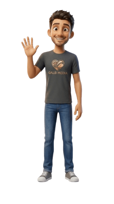 Qalb Media mascot waving